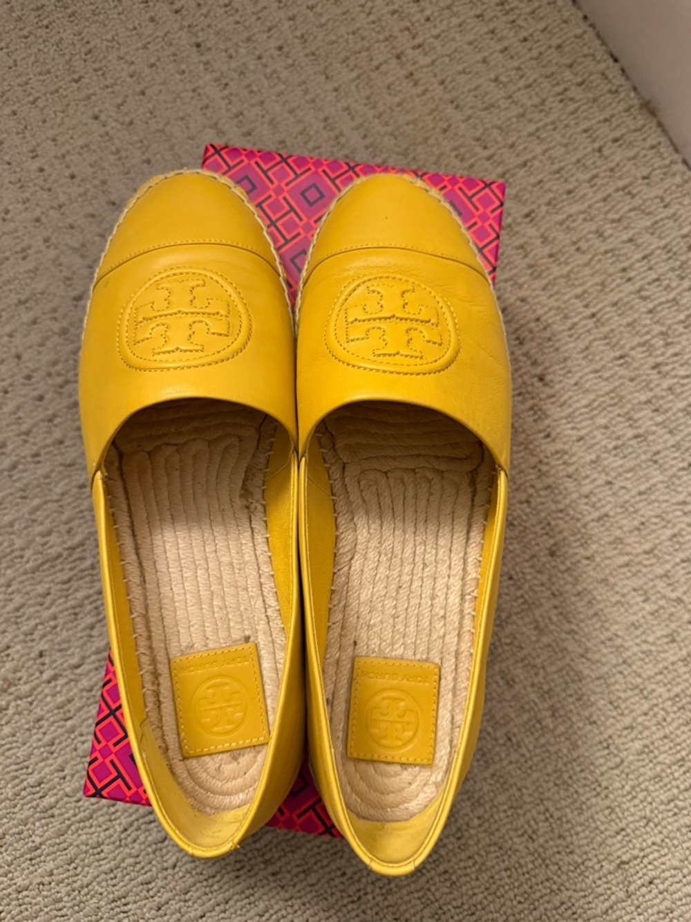 Tory Burch Bright Yellow Leather Espadrille Flats - Picture 3 of 5